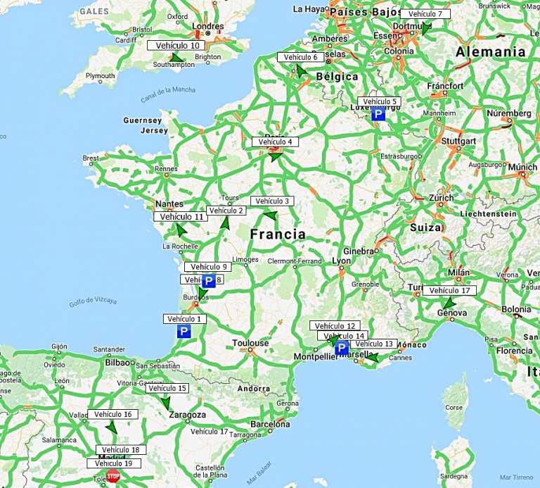 Flota equipada con localizador GPS